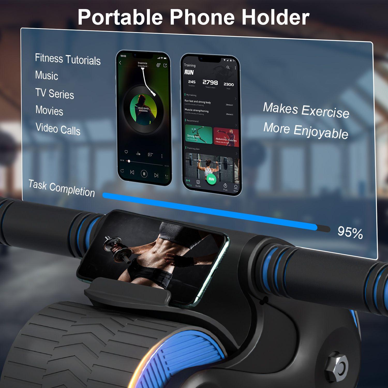 Automatic Rebound Abdominal Wheel Anti-slip AB Roller Wheel with Kneel Pad Phone Holder Home Gym Abdominal Exerciser for Men Women Automatic Rebound Abdominal Wheel Anti-slip AB Roller Wheel with Kneel Pad Phone Holder Home Gym Abdominal Exerciser for Men Women