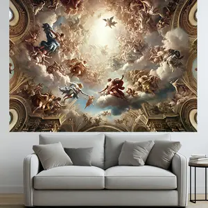 1pc Renaissance Baroque Angels & Clouds Ceiling Tapestry - Vibrant Polyester Backdrop for Photography Studios, Artistic Parties, and Decor, No Electricity Needed, Perfect for Anniversaries, Confirmations, and Birthdays, Photography Studio Backdrop |