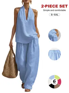 TFNOSIZE Bohemian Style Two-Piece Set | Strapless Top - Wide-Leg Pants Set | Ethnic Vintage Style | Suitable for Beach, Vacation, Casual Wear, Daily Outings | Breathable, Lightweight, Flowy