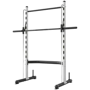 Squat Rack With Pull Up Bar And Barbell Bar Adjustable Bench Press Multi-Function Weight Lifting Half Rack, White