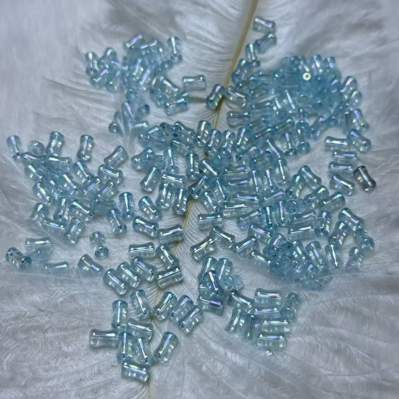【AF1-11】6mmx3.5mm Electroplated Bamboo Glass Beads 30ml