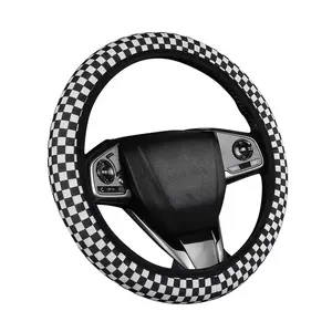 Checkerboard Pattern Car Steering Wheel Cover, Non-slip Car Steering Wheel Protector without Inner Ring, Universal Car Steering Wheel Cover for Men & Women, Car Accessories, Automotive