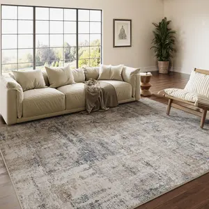 PureCozy Modern Abstract Taupe Rug  Machine Washable Living Room Area Rug Brown Indoor Accent Runner Rug Low Pile Carpet Distressed Throw Rug Bedroom Office Dining Room Laundry Room Non Slip Kitchen Mat