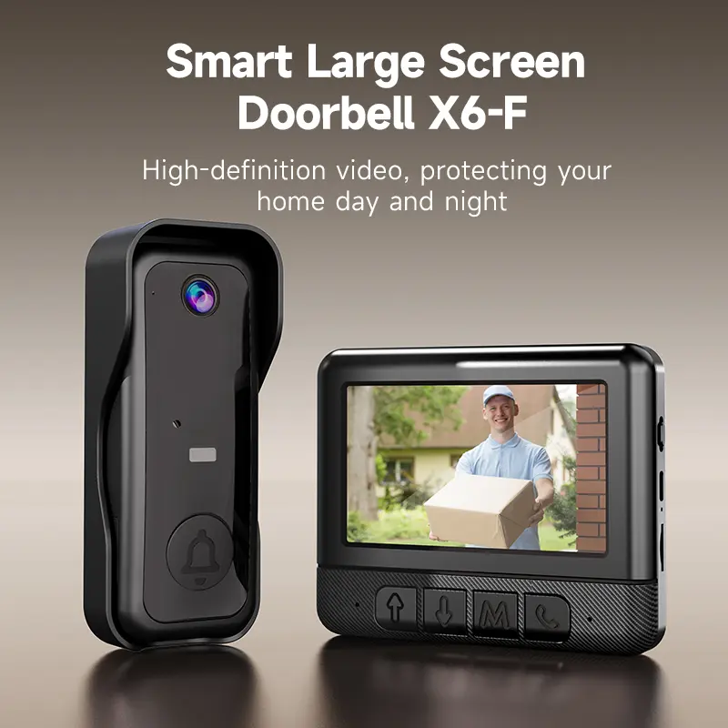 X6-F Smart Large Screen Wireless Doorbell Camera, Home Security Device with Long Battery Life, Night Fill Light, 2-Way Intercom, Remote Monitoring for Security Cameras for Home