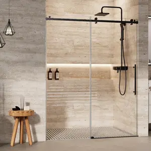 GARVEE Discover the GARVEE Frameless Sliding Shower Doors, available in two sizes: 60" W x 75" H and 60" W x 72" H. Each features a waterproof strip and clear SGCC tempered glass (8mm) in a sleek black finish.