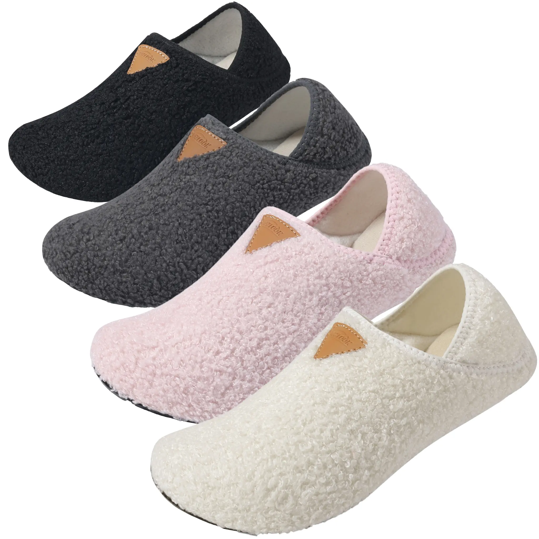 Women's Teddy Fleece Slippers, Stylish Closed-Toe Fuzzy House Shoes with Convertible Heel and Non-Slip Rubber Sole, Footwear, House Slipper