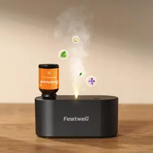 Waterless Diffuser for Essential Oil Nebulizer,Battery Operated Mini Scent Air Machine, Aromatherapy Atomizing Diffuser, 3 Mist Modes, Cycle Start for Bedroom, Home, Office 160-400 sq.Colors, black and silver