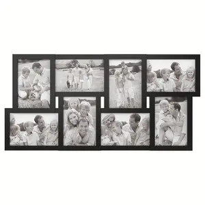8 Open 4x6 Collage Picture Frame, 23x11 Inch Wall Decor Frame, 58x28 Cm Multi-Photo Hanging Frame, Classic Rectangular Frame, Modern Gallery Puzzle Wall Hang, Durable Sturdy Frame
