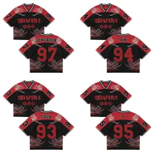 [Today Deal] Bangtan Swim Inspired Wave Crop Top Jersey, Unisex Mix Mesh Graphic Shirt, Arirang World Tour 2026 Outfit Idea For ARMY, Korean Streetwear Fan Outfit