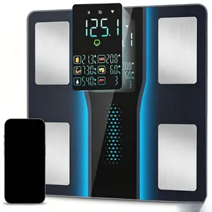 8-in-1 Smart Scale with Large Display, Digital Body Weight Scale, Reads BMI Body Fat Muscle Mass & 14 Body Composition Metrics Directly on Screen, Bluetooth Sync Fitness App, Tempered Glass, Black