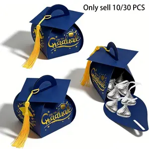 10/30 PCS Graduation Cap Gift Boxes, Graduation Cap Candy Box, 2026 Grad Party Decorations Graduation Party Favors Candy Boxes Treat Box with Gold Tassel Little Souvenir for Guest for Class of 2026 Party Supplies
