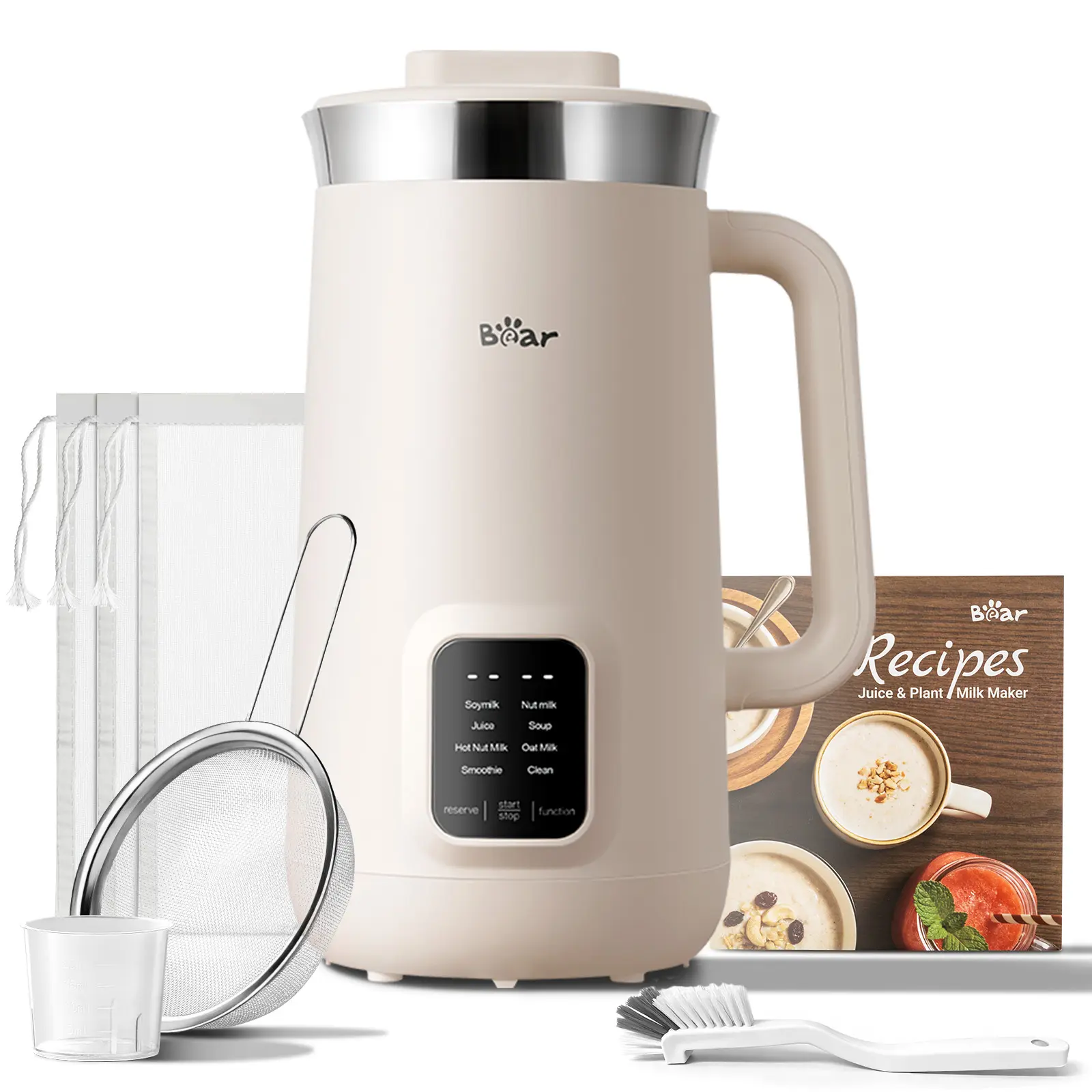 [Pre-Order]Bear 8-in-1 Bear Nut Milk Maker Machine - 40oz/1.2L Drink Maker with Self-Clean, 12H Delay, 6H Keep Warm, 1-Touch Operation for Homemade Almond Milk, Oat Beverages, Kitchen Blender, Almond Milk Maker juicer machine immersion blender