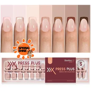 Beetles X Press Plus Autumn Press On Nails Tips Kit - French Tip Pink Brown Short Square Almond Shape Natural Acrylic Nail Tips for Effortless Beauty & DIY Manicures - Frenchtipnails Fall Nail Halloween Nail Black Friday Winter Nail Christmas Gift