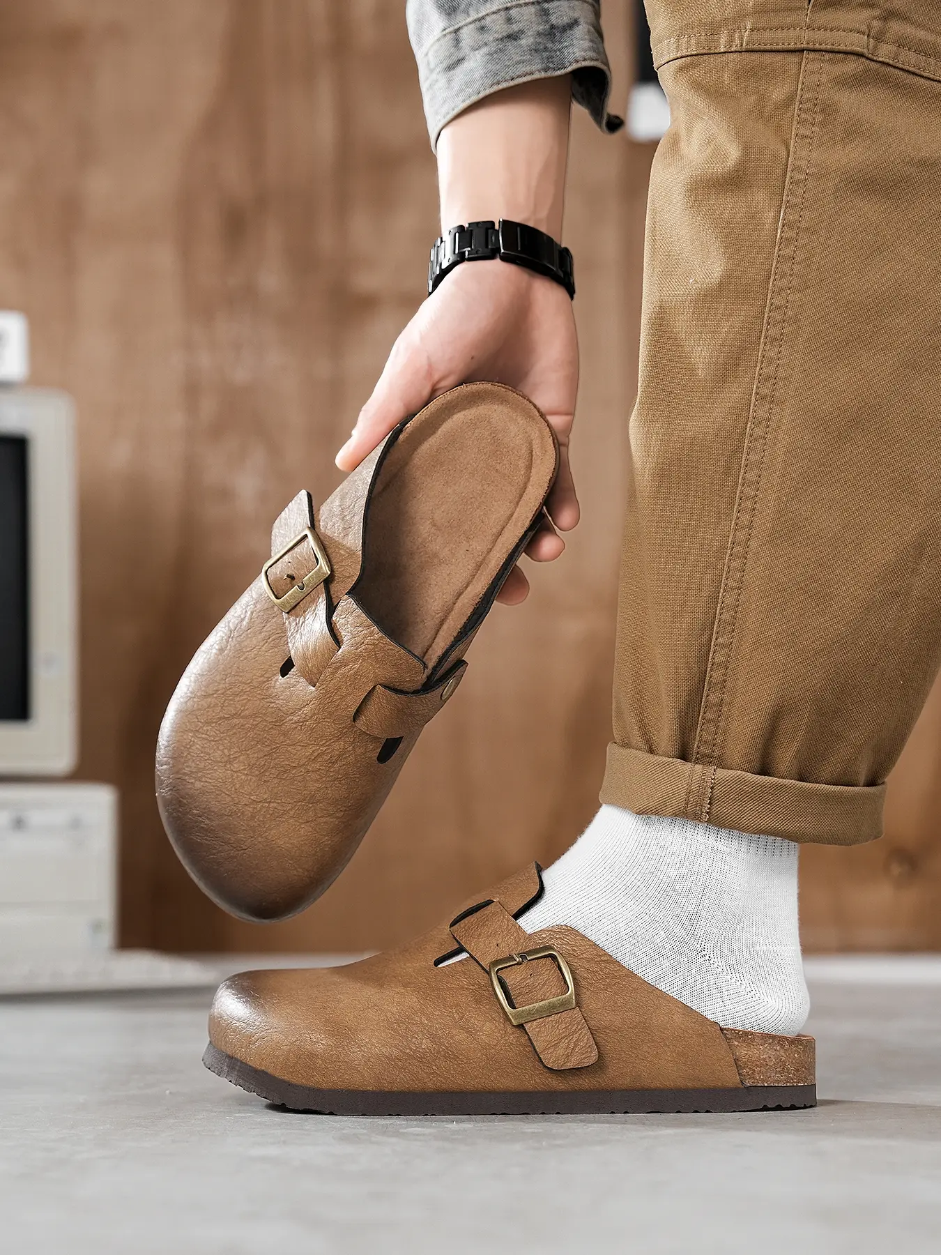 Men Women Birk Sandals Leather Material High-End Feel Perfect Holiday Gift Simple Design Comfort Fashion Daily Wear Support Durable Casual Shoes