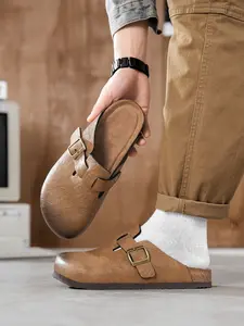 Men Women Birk Sandals Leather Material High-End Feel Perfect Holiday Gift Simple Design Comfort Fashion Daily Wear Support Durable Casual Shoes