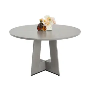 fathersdaygift VEVOR Round Dining Table, 47 inch Wood Table for 4-6 Person, Farmhouse Circle Dinner Furniture, Rustic Leisure Tables with Thick Wooden Legs, for Home Kitchen Living Room, Grey (Only Table)