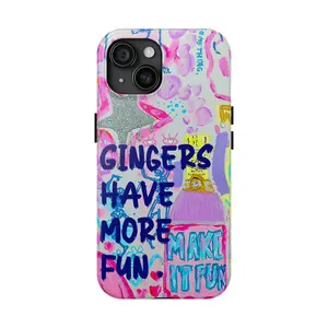 Glittercutie Gingers Have More Fun Phone Case Make It Fun Pink Preppy Collage Preppy Colorful School Girls Phone Cases Phone Cover Hard Case Tough 2-piece Phone Case Compatible with Samsung Galaxy S25