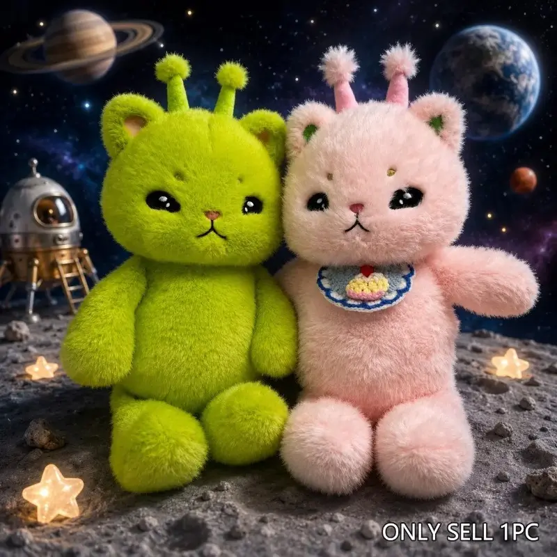 Unisex Running Alien Cat Plush Toy with Bib, Stress Relief Classic Novelty Toy, Ideal Gift for Cat Lovers, Perfect for Room Decor