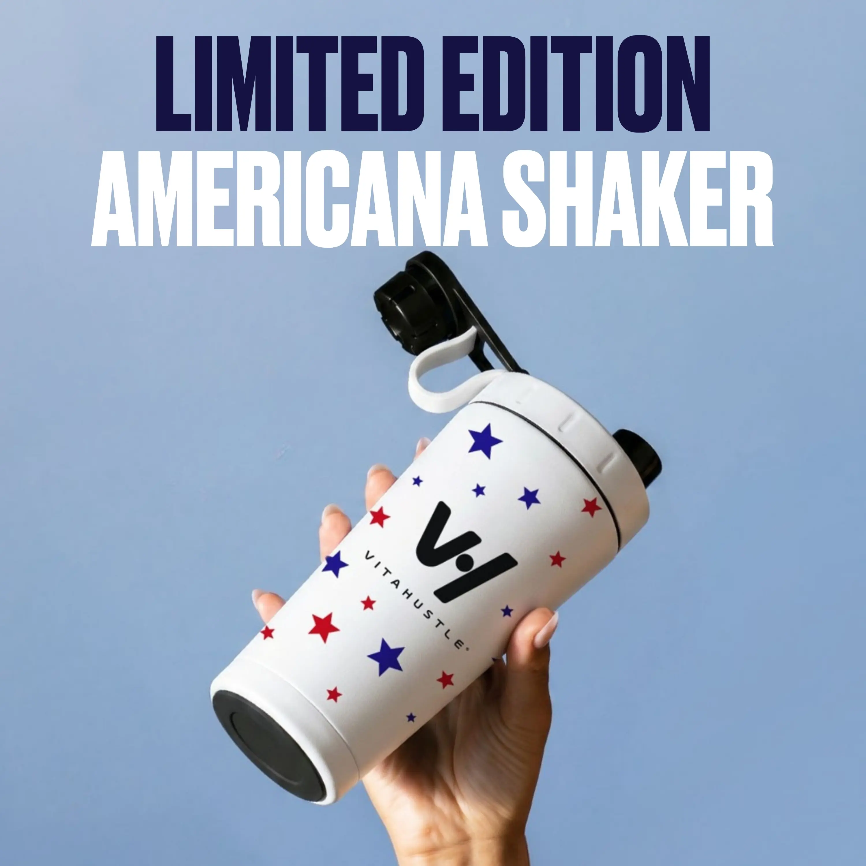 [New] Protein Shaker Bottle USA (20oz), Protein Shaker Bottle with Lid, Red, White & Blue Stars USA print