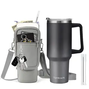 40 Ounce Stainless Steel Vacuum Tumbler with Handle Straw and Carrier Bag for Travel Office Party Ideal as Gift for Men and Women