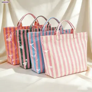 Women's Large Striped Lightweight Tote Bags - Open Top, Shoulder Strap, Nautical Beach Bag, Gifts for Women, Spacious Handbag for Casual Shopping, Travel, The Tote Bags For Women