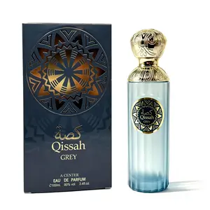 Qissah Grey Eau de Parfum for Men 3.4 Fl Oz | Long Lasting Woody Leather Fragrance | Elegant Glass Spray Bottle | Cologne Gift Daily Use