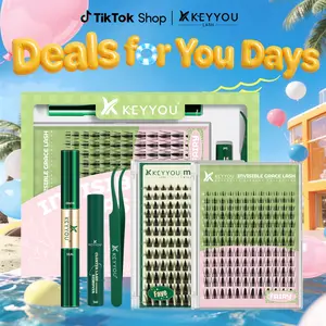 KEYYOU Fairy Chispa Lash Clusters Invisible Band DIY Lashes - Individual Clusters or Full Kit to Customize! -Wet Look Waterproof Eyelash Extension Wispy Manga Kawaii Doll Lashes Feline lash look Medusa Lash handmade lash  #DealsForYouDays
