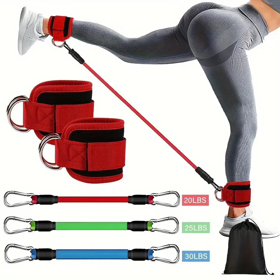 Unisex Adults Adjustable Ankle Resistance Bands (6 Pack) - Anti-Slip TPE Activewear, 20-30 lbs Resistance, Durable Metal Fasteners, for Leg & Hip Workouts, Gymnastics Home Fitness Accessories, 20 - 30 Pounds, Leg And Hip Workouts