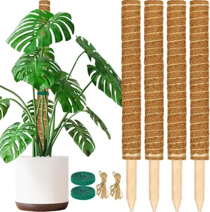 Moss Pole, 4 Pack 17inch Monstera Plant Support Stackable Moss Poles for Plants, Coir Totem Pole Tall Moss Pole for Climbing Plants, Sphagnum, Indoor Potted Plants - Can Stacked Up to 56