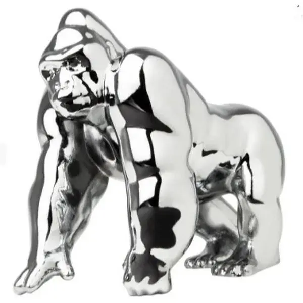 Gorilla King chrome hood ornament, 3 hole mount 4.75 inches tall semi truck
