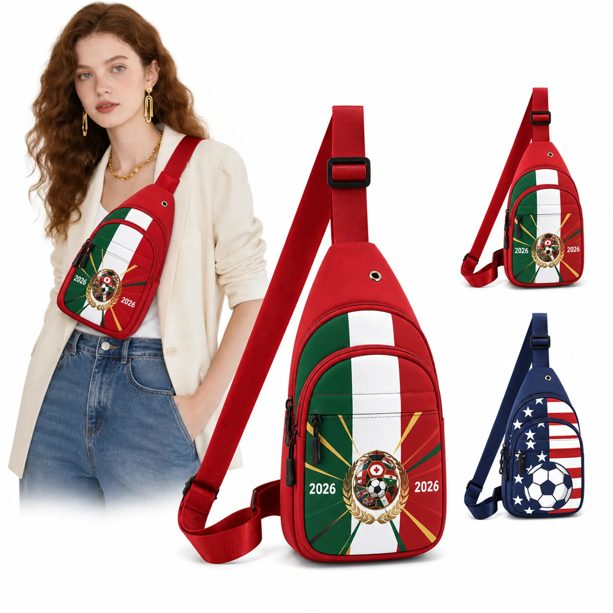 Small Crossbody Sling Backpack for Women Men, Soccer Fan Chest Bag, Travel Fanny Pack, Gift for Her Him