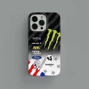 Ford Racing Logo iPhone Case, Motorsport Sticker Bomb Graphic Phone Case, Street Racing Aesthetic Cover, Tough & MagSafe Compatible