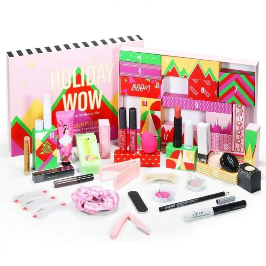 2026 Makeup Advent Calendar - 20-Piece Cruelty-Free Beauty Gift Set in Gift Box for Best Friend, with Cream/Powder, Mascara, Eyebrows, Mirror & Essential Lips, Eyes, Face Cosmetics Tools