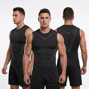 【5-Pack】Men's Black Compression Sleeveless Shirts, High Elasticity Workout Tanks, Quick-Dry Breathable Running Fitness Gym Gear