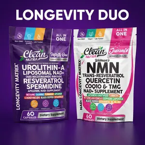 Urolithin A 500mg + NMN 500mg Longevity Duo Bundle for Women – NAD+ Supplement with Resveratrol Spermidine Apigenin CoQ10 Quercetin – Anti Aging Cellular Energy Mitophagy Brain Health – 120 Capsules – Clean Nutra