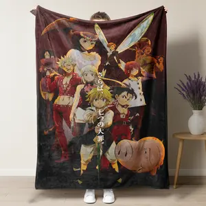 The Seven Deadly Sins Anime Blanket – Vibrant Character Collage Design Featuring Meliodas, Ban & All Main Cast, Ultra-Soft Plush Fleece Throw, Perfect for Anime Fans & Manga Enthusiasts