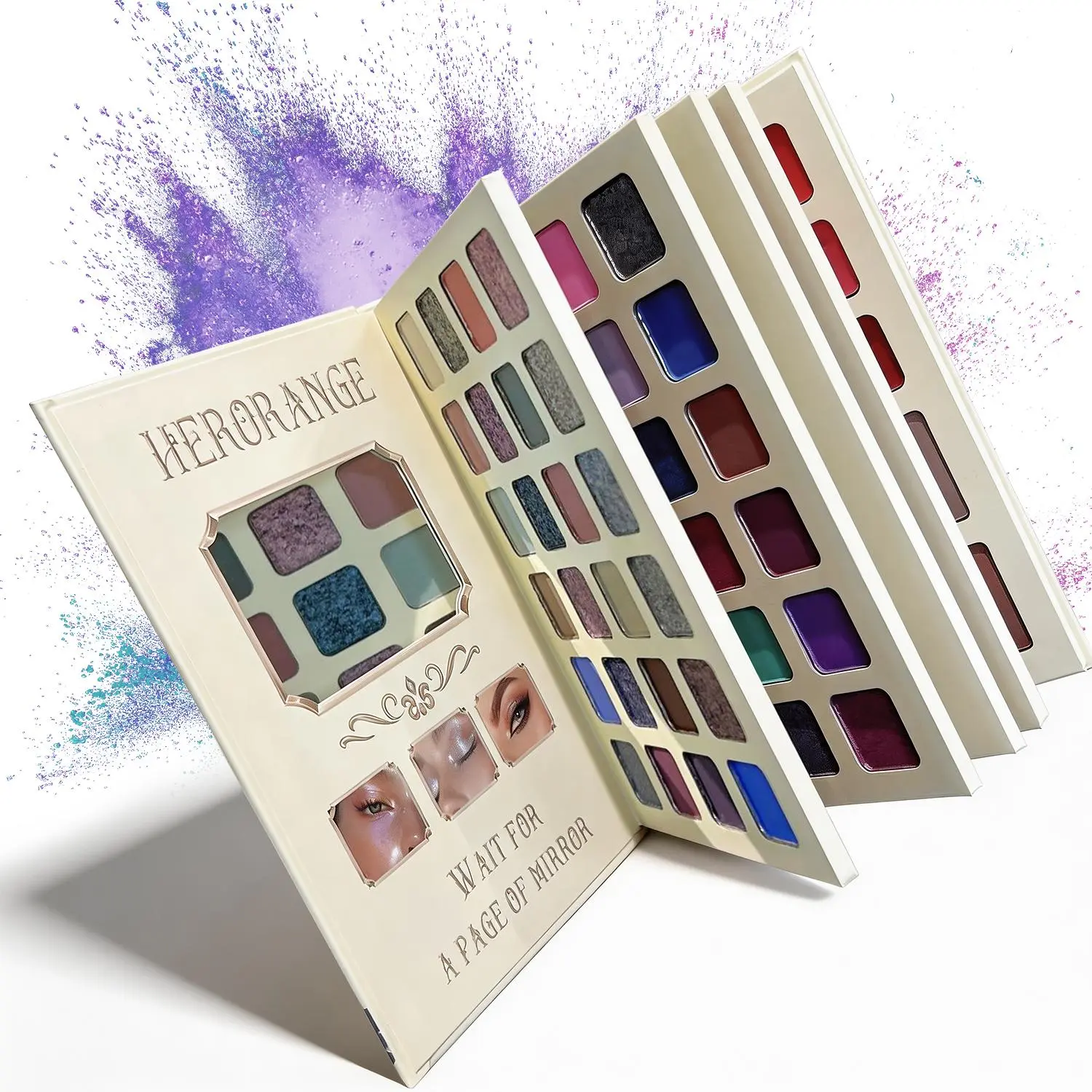 Herorange 72-color interactive flip makeup book set, multi-functional face makeup palette (including blush, eyeshadow, contour, and lipstick), with a makeup mirror. A surprise holiday gift set！, 72-Color All-In-One Makeup Palette, Cosmetic