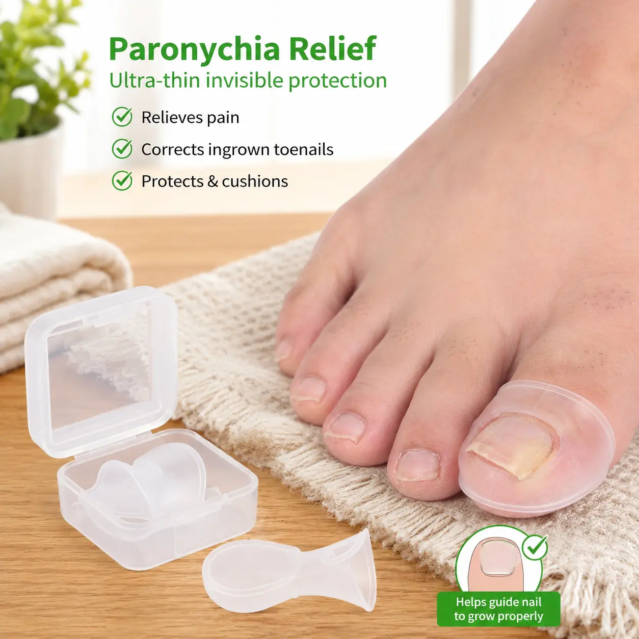 2 Counts, Ultra-thin Invisible Soft Clear Ingrown Toenail Corrector Sleeve, Foot Care Accessory for Daily Toe Nail Correction