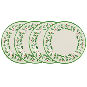 212 MAIN Lenox Holiday Tableware Set - 4-Pieces, Small Melamine, Round Dinner Plates, Four Pieces
