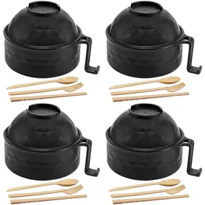 ONESHOW 4PCS Ramen Bowl Set 33 oz Microwave Pasta Tableware with Chopsticks Spoon Eco-Friendly Recycled Materials for College Dorm Essentials