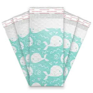 4x8 Blue Whales Self Seal Poly Bubble Custom Padded Bags Poly Mailers – Shipping Bags for Small Business