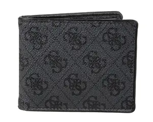 Guess Mens Leather Slim Bifold Wallet Charcoal/Black One Size