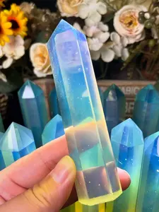 1PC High Quality Opalite Tower，Opalite Quartz Point，Perfect Size Polished Carved, Mineral Specimen, Perfect Home Decorative Art Collect,Unique Halloween, Christmas, The Ideal Choice for Crystal Enthusiasts, Natural Stone Decor