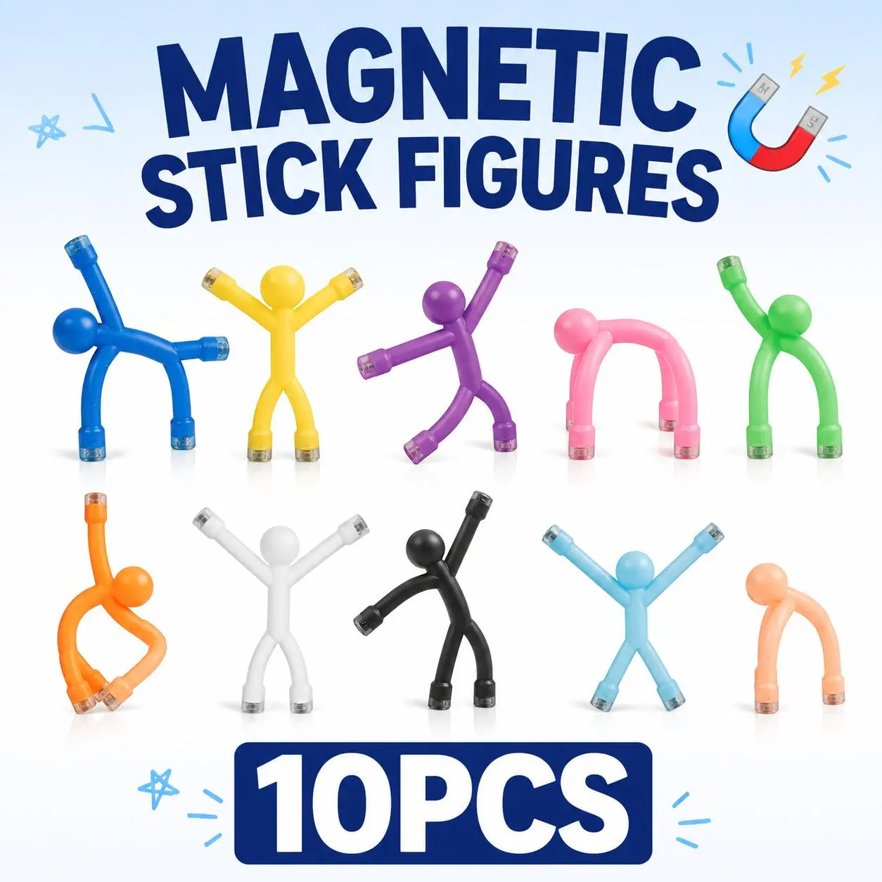 10PCS Magnetic Fidget toys for kids, Magnetic Push Pins, Colorful Magnet Men, Decorative Magnets for Adults, Magnets for Bulletin Board, Maps, Posters, Locker, Office