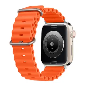 Ocean Band Compatible with Apple Watch Ultra Bands 49mm 46mm 45mm 44mm 42mm Adjustable Silicone Sport Strap for Iwatch Series 1-11 Se Smartwatch Strap Smart Watch Straps, Wearable, Accessories