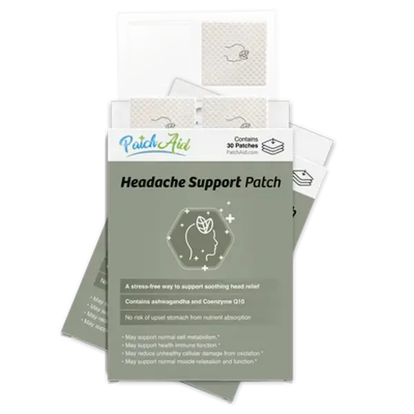 Headache Support Patch - 30 Patches for Headache Support with Ashwagandha & Coenzyme Q10 - No Nutrient Absorption Risk - Healthcare