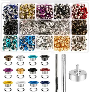 600 Sets of Metal Eyelets Kit, Multiple Colors, Suitable for DIY Leather Clothing, Shoes, Belts, Bag , Suitable for Clothes, Shoes, Bags, and Synthetic Leather, household sewing accessory