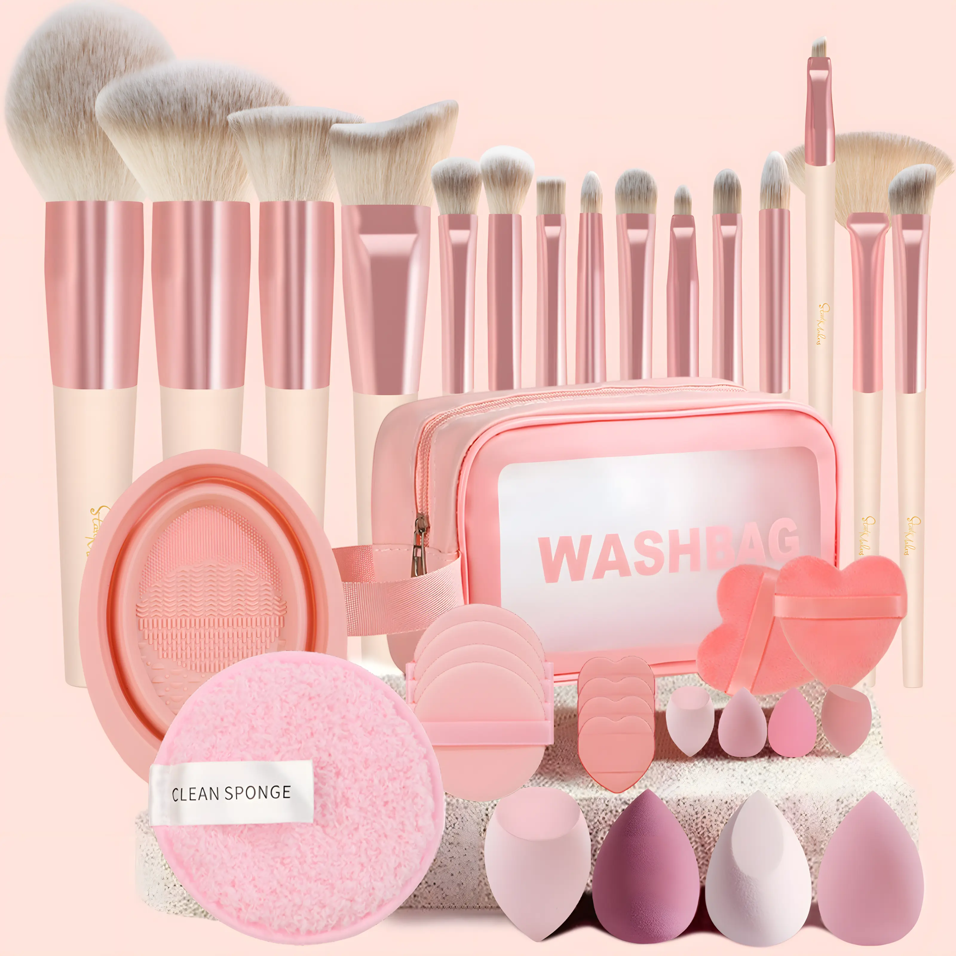 36Pcs Beginner Makeup Brush Set, Storage Bag, Soft Brushes, Beauty Sponge, Powder Puff & Face Cream Puff, Multi-Functional Makeup Tool Kit For Beginners & MUA, Ideal For Daily&Travel Use, Perfect Mother's Day Gift For Makeup Lovers