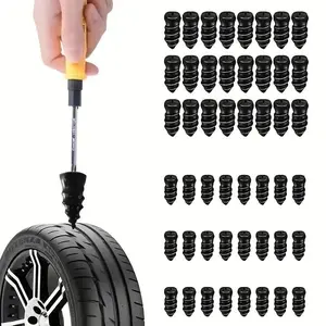 50pcs Rubber Nails for Tire Repair, Self-Adhesive Rubber Screws for Car and Motorcycle Tire Punctures, Essential Tire Fixing Tools