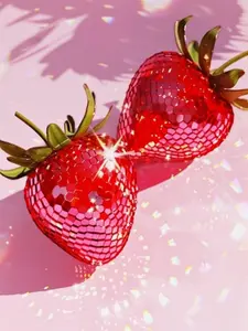 AIBOERL 5D DIY Full Drill Diamond Painting Kit - Glitter Disco Ball Strawberry Scenery, Round Gems, Diamond Art, Adult Stress Relief Craft, Home Wall Decor